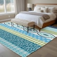 thumbnail image 4 of 5'x7' Area Rugs for Living Room Bedroom, Blue Green Geometric Washable Rug Carpet Runner Indoor Outdoor, Boho Vintage Country Flowers Leaves Non Slip Floor Mats Area Rug for Kitchen, Nursery, 4 of 8