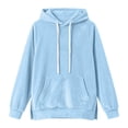 thumbnail image 4 of Bmisegm Womens Hoodies Pullover Drawstring Hood Long Sleeve Front Pocket Raglan Sleeve Side Slit Regular Fit Drop Shoulder Solid Hoodie for Women, 4 of 5
