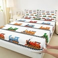 thumbnail image 3 of Castle Fairy Colorful Train 4 Pieces Queen Sheet Sets for Boys Teens Men,Steam Engine Ultra Soft Flat Sheet,Railway Railroad Queen Fitted Sheet,Luxury Bedroom Decor, 3 of 7