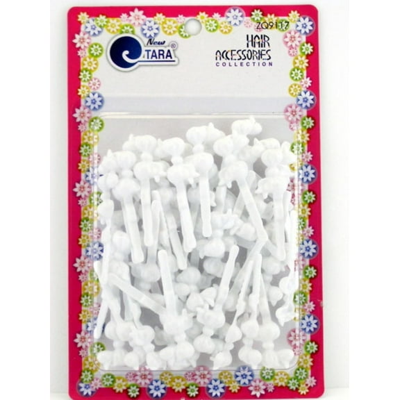 Tara Children's Self Hing Plastic Bow Hair Barrettes - Whites - 42 Pcs.