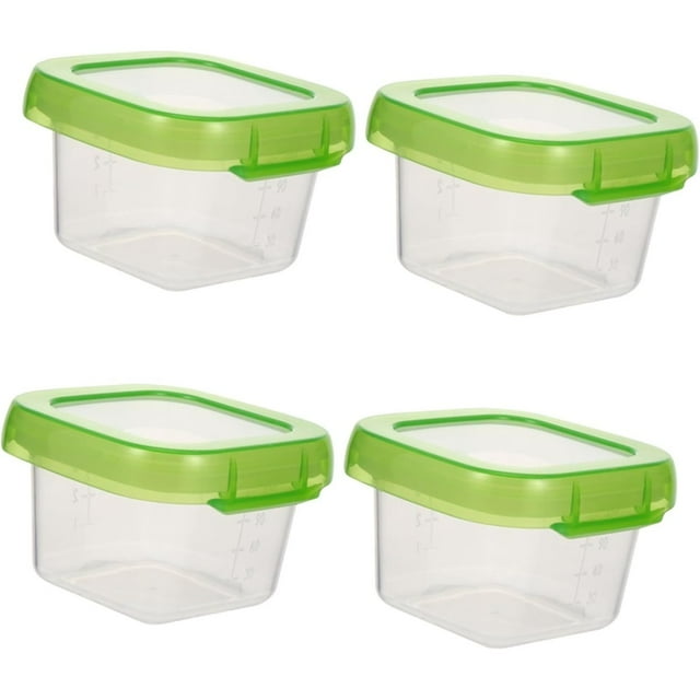 4 Cajas de Almacenamiento de Alimentos con Sello Hermético de PP y Silicona. Compartimentos para Aperitivos y Leche.