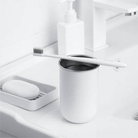 Vxdvou Stainless Steel Mouthwash Cup, Reusable Bathroom Toothbrush & Rinse Cup, Safe for Kids & Adults, Lightweight Plastic & Stainless Steel, 350ml Capacity, Perfect for Bathroom Accessories