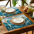 thumbnail image 3 of 4pcs Forest Tree Landscape Fog Mountain Moon Placemats Table Mats Durable Washable Rustic Linen Vintage Placemats for Home Dinner Party Camping Wedding Table Decoration 12 x 18 Inch, 3 of 6