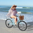 thumbnail image 5 of Mooncool 24 & 26 Inch Beach Cruiser Bike for Women, 7 Speed Commute Bike for Adults, Womens Bicycle with Ratten Basket & Rack, Multiple Color, 5 of 15