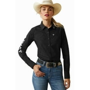 Ariat Womens Team Kirby Stretch Shirt, Black and Silver, XLarge