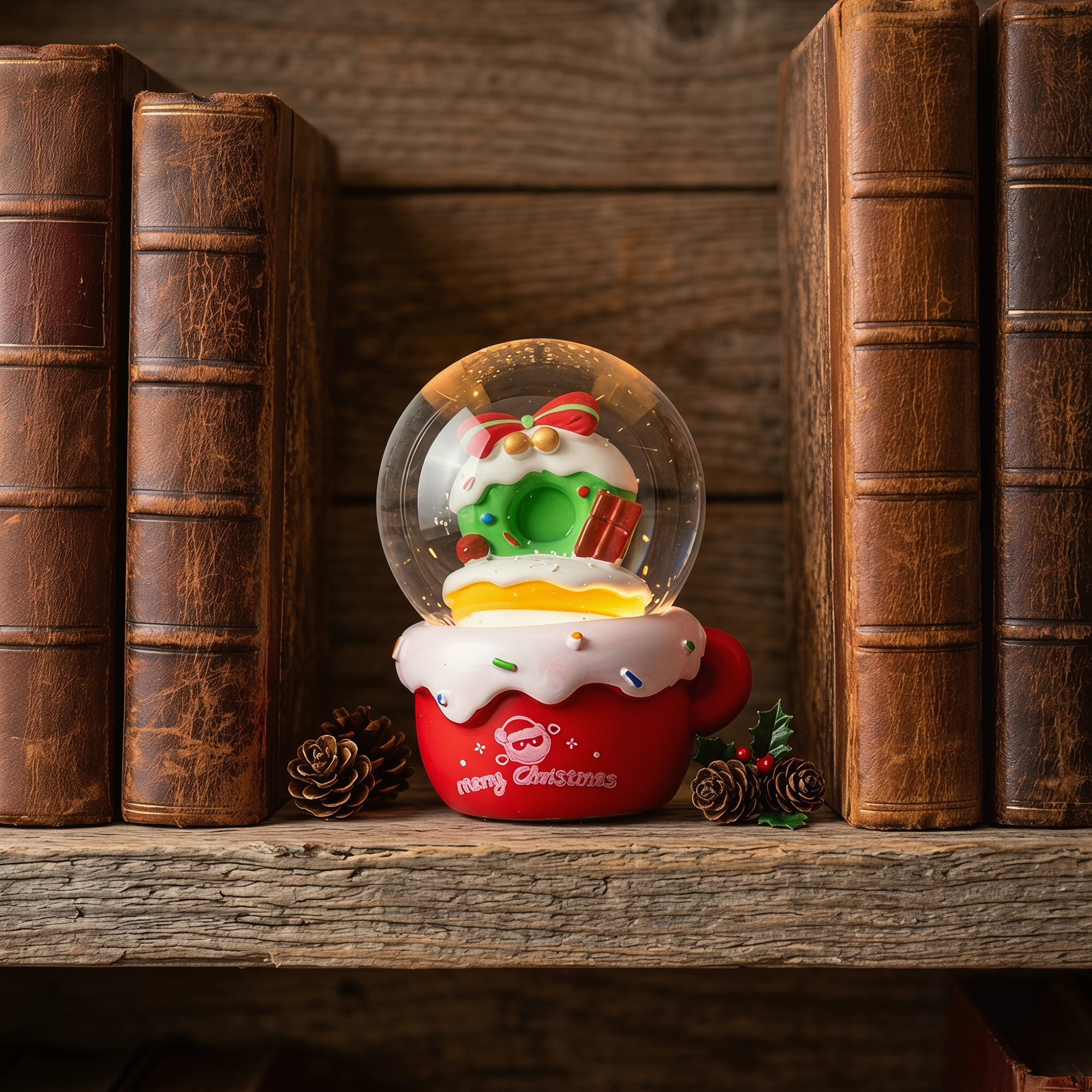 Unique Bargains Crystal Ball Shatterproof LED Glitter Snow Globe Red K 2.6" x 2.6" x 3.7"