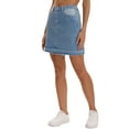 thumbnail image 4 of INSPIRE CHIC Women's Mini Denim Skirt Patchwork Color Block High Waisted A Line Short Jean Skirt S Blue, 4 of 6