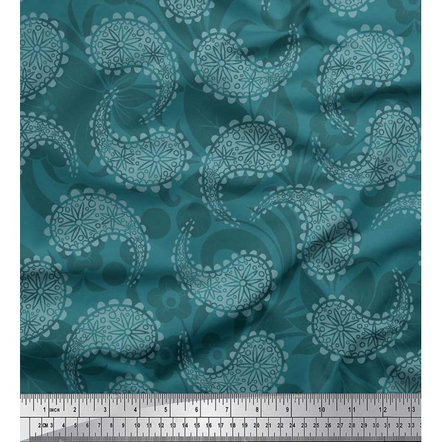 Soimoi Rayon Fabric Paisley & Floral Artistic Printed Fabric 1 Yard 56 Inch Wide