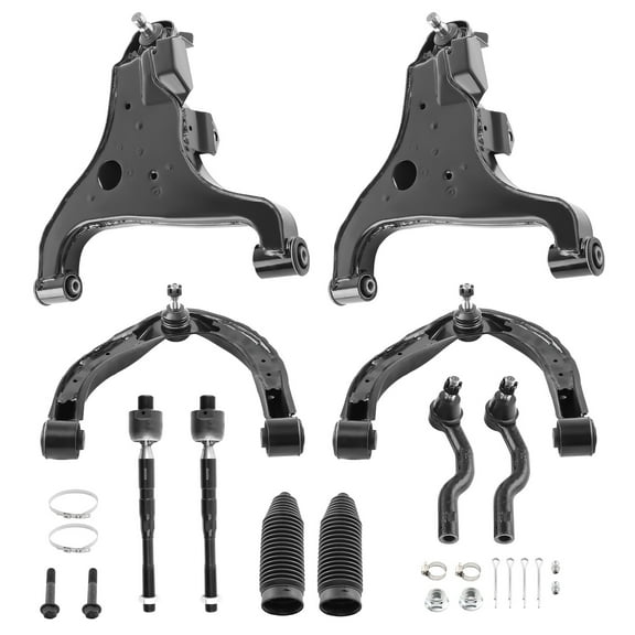 maXpeedingrods 10Pc Front Lower Upper Control Arm Kit for Nissan Titan 2004-2015 Nissan Armada 2005-2015 Infiniti QX56 2004-2010, Suspension Kit w/Ball Joints Outer Inner Tie Rods Boots