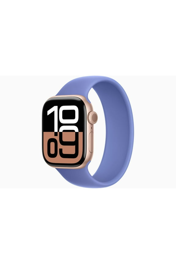 Restored Apple Watch Series 10 GPS 46mm Rose Gold Aluminium Case with Periwinkle Solo Loop - Large Band (Refurbished)