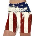 thumbnail image 2 of WREESH Women's Yoga Shorts Fashion Summer Shorts for Fitness and Running 4th of July Print Shorts Red, 2 of 4
