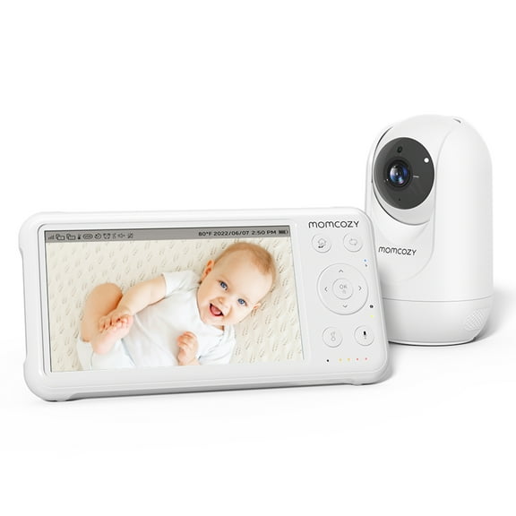 Momcozy Video Baby Monitor, 1080P 5" HD Baby Monitor with Camera and Audio, Infrared Night Vision, 5000mAh Battery, 2-Way Audio, Wide-angle View Temperature Sensor Lullabies