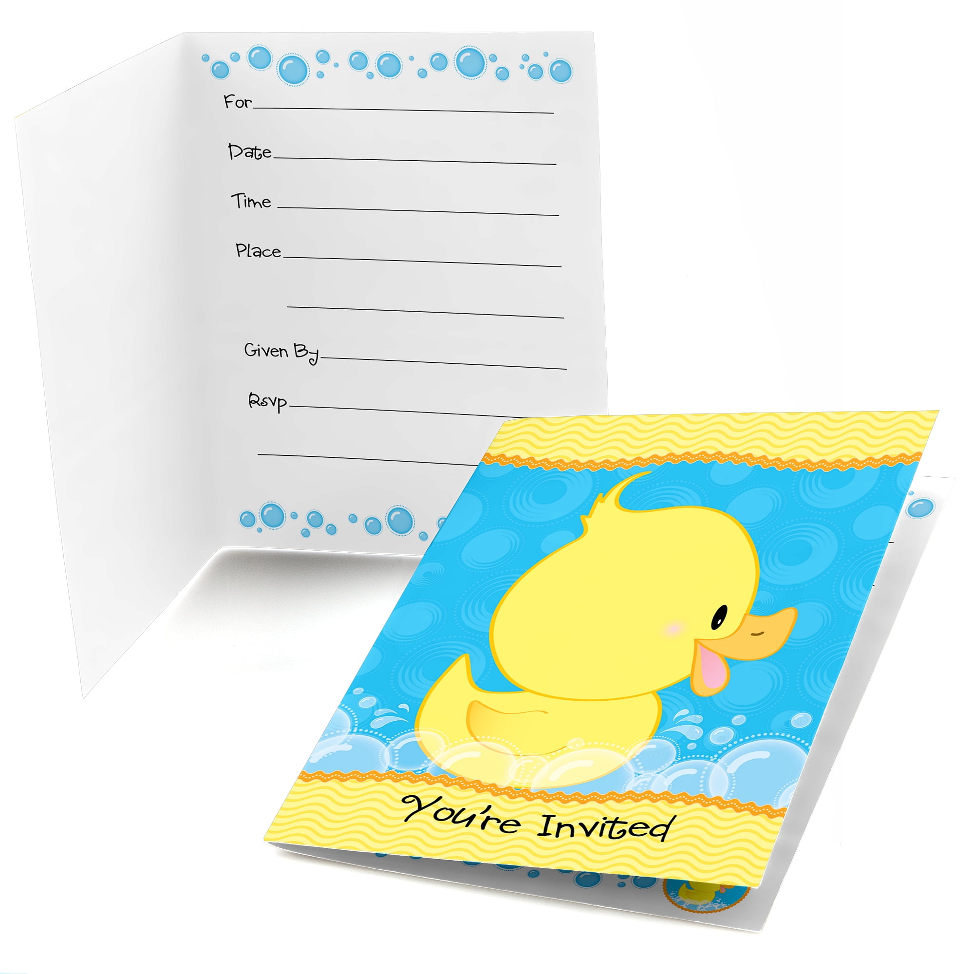 Big Dot of Happiness Ducky Duck - Shaped Fill-in Invitations