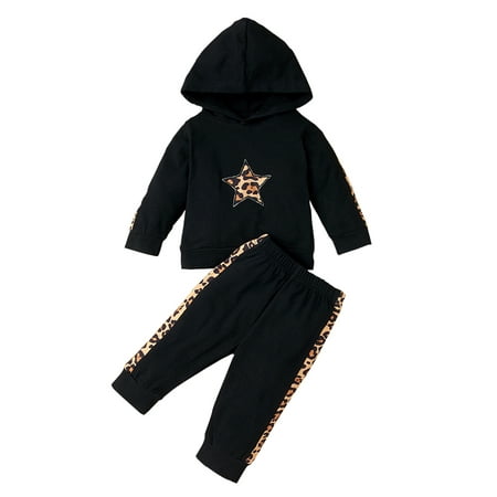 

LAPAKIDS Infant Baby Boy Girl Clothes Leopard Print Hoodie Outfits 12-18 Months