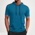 thumbnail image 5 of Ceisia Men's Graphic Print Short Sleeve Hoodie with Pocket Drawstring Hood Kangaroo Pouch Casual Summer Top Light Blue L Gifts for Father, 5 of 7