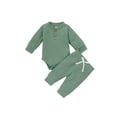 thumbnail image 2 of goowrom Toddler Outfits Set, Henley Neck Romper + Casual Pants, 2 of 10