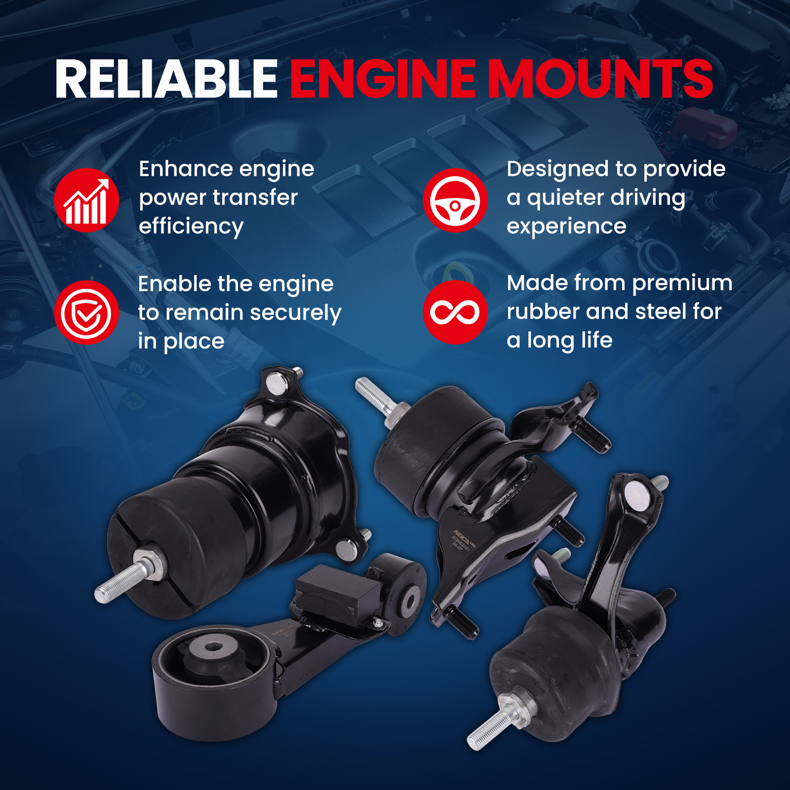 MOCA AUTOPARTS Engine Motor and Transmission Mount Kit Fit for 2012-2017 Toyota Camry L4 2.5L