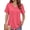 Watermelon Red, variant on MOSHU Deep V Neck Womens Tops Curved Hem Shirts for Women Fashion Trendy Blouses Casual Loose Fit Tees Tops