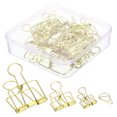 thumbnail image 1 of Unique Bargains 38 Pieces Metal Wire Binder Clips and Paper Clip Set, Paper Clip Gold Tone, 1 of 6
