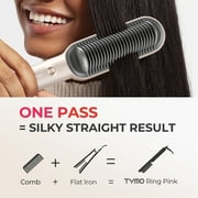 TYMO Ring Hair Straightener Brush, Flat Iron Comb, 5 Temp Settings & 20s Fast Heating, Dual Voltage, Gold