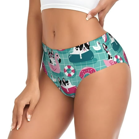 KLL Swimming Bulldog Women s Brief Underwear Low Waisted Ladies Panties Full Coverage Briefs Ladies  Seamless Briefs 1 Pack-X-Small