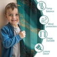 thumbnail image 3 of Blackout Kids Curtains,Teal and Gold Marble Flow Lines Pattern Childrens Insulated Curtains Set Of 2,Bedroom Essentials,Toddler Room Decor 42"x63", 3 of 5