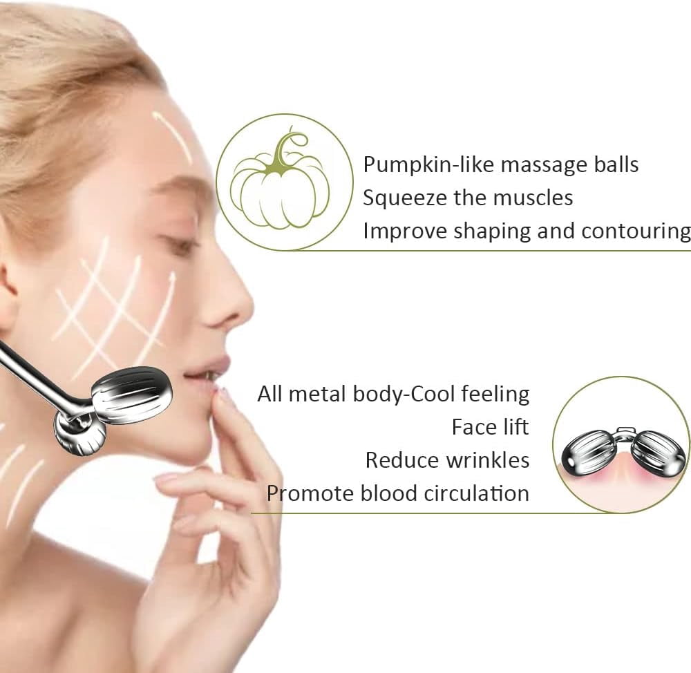 Face Massager, Metal Face Roller Gua Sha Massage Tool for Face Neck Eye Body Skin Care, Facial Roller for Women