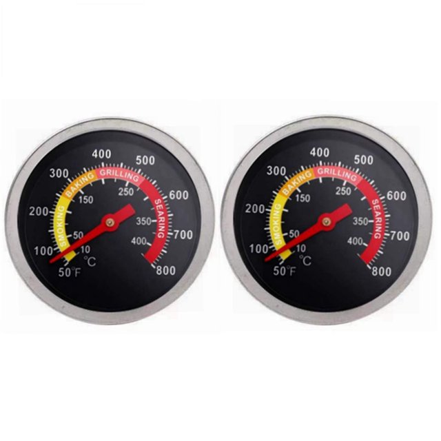 2 piezas de medidor de temperatura para parrilla de barbacoa, termómetro para parrilla de barbacoa con ahumador de carbón, medidor de temperatura para barbacoa