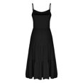 thumbnail image 3 of Women's Ruffle Sundress Summer Boho Square Neck Beach Vacation Long Dress Adjustable Spaghetti Strap A line Maxi Dresses, 3 of 6