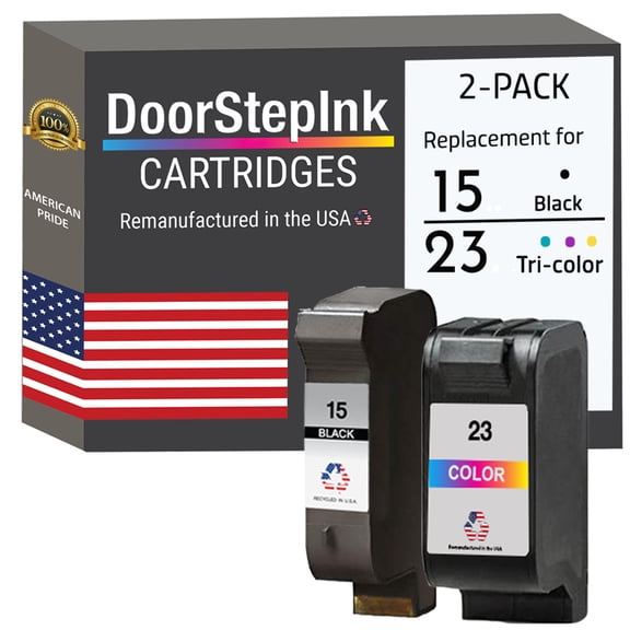 Remanufactured DoorStepInk Brand for HP 15 Black / 23 Color Combo Pack in the USA Ink Cartridges