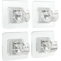 No Drill Curtain Rod Bracket, Self-Adhesive Curtain Rods Holders, 4-Pack Transparent Hooks for Wall