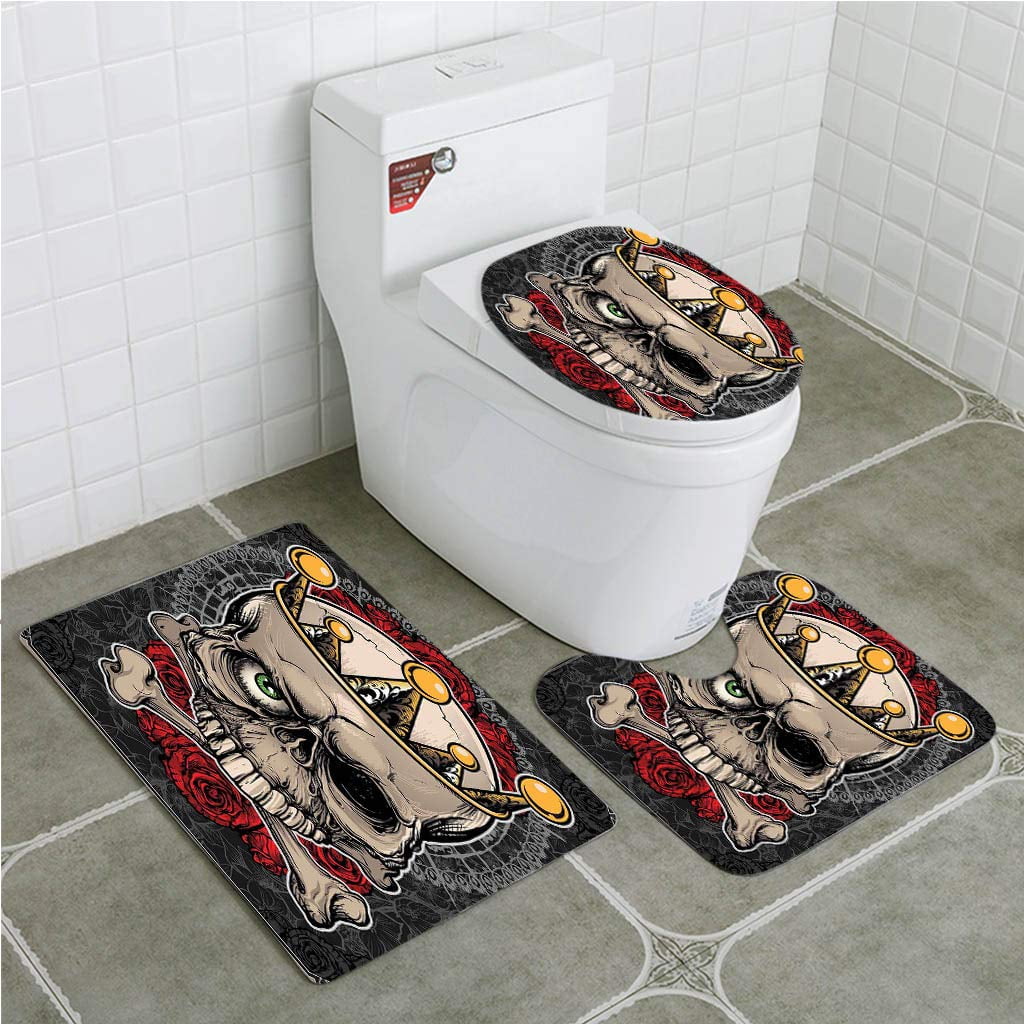 Erehome Gothic Skull Crown Roses Bones Dead King Halloween Tan 3 Piece Bathroom Rugs Set Bath Rug Contour Mat And Toilet Lid Cover Walmart Canada