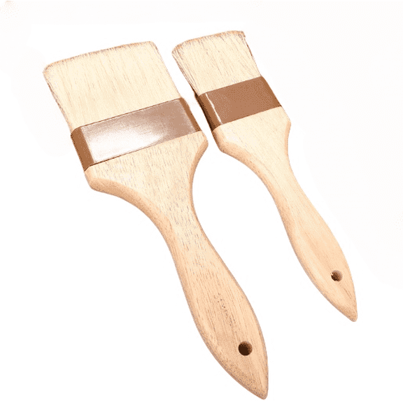 2 Pcs Pastry Brush, Natural Bristle Basting Brush, Cooking Brush, Food Brush, Butter Brush, Baster Brush, BBQ Brushes for Sauce, Kitchen Baking Brushes for Oil, Grilling, Marinade