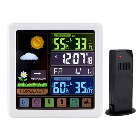 GJX 2026 New Full Weather Clock Weather Station Indoor Outdoor Color Display Weather Atomic Clock for Home,Office,Garden