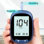 Blood Glucose Monitor Kit, 50 Glucometer Strips, 50 Lancets, 1 Blood Sugar Monitor, Blood Sugar Test Kit with Control Solution, Lancing Device, No Coding, Large Display