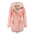 thumbnail image 1 of Women Drawstring Hoodie Coat Warm Inside Fleece Padded Coat Slim Zipper Coat, 1 of 4
