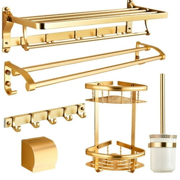 Bathroom Accessories Set, Wall Mounted Bath Toilet Hardware Towel Rack Bar Shelf