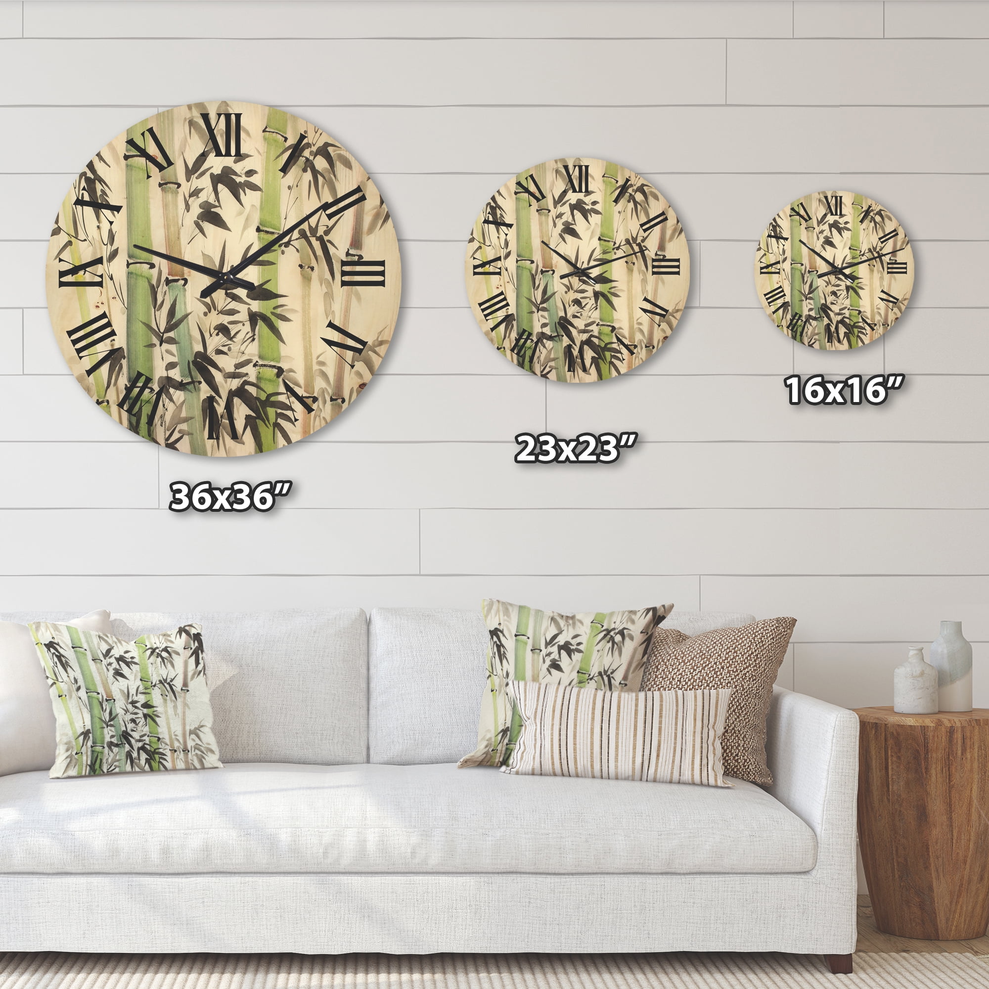 Designart 'The Forest of Bamboo Branches II' Lake House Wood Wall Clock