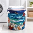 thumbnail image 5 of Yucurem Fabric Starfish Storage Hamper with Handle, Quilted Laundry Basket for Nursery Bedroom Laundry Room Clothes Toys, 5 of 9