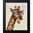 thumbnail image 2 of Fab Funky 15x18 Black Modern Framed Museum Art Print Titled - Giraffe and Flower Glasses 2, 2 of 5