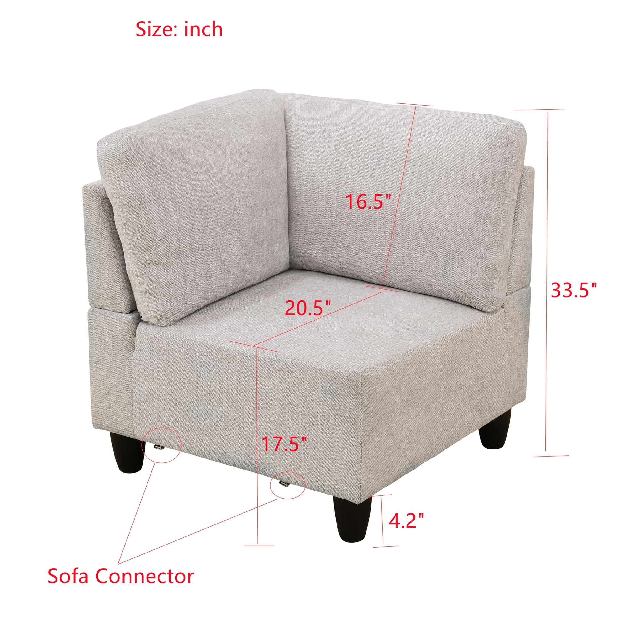 Aukfa Modular Sectional Couch Set - Corner sofa - Flannel - Gray