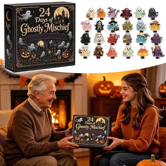 2026 Advent Calendar Ghostly Mischief Countdown, 24 Days Ghost Mini Figurines Set, Creepy Cute Acrylic Pendants for Halloween Home Decor Party Favors Gift