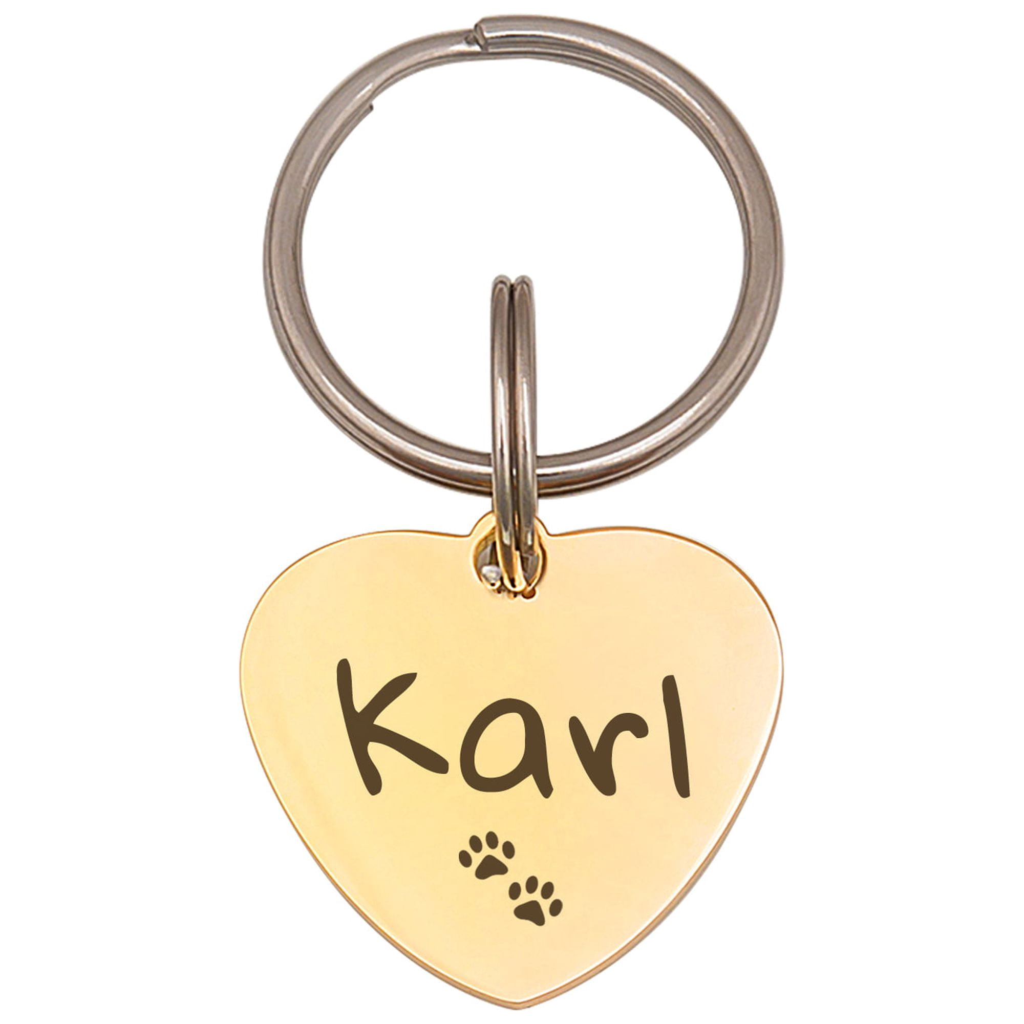 Anavia Stainless Steel Double Sided Heart Name and Icon Engraved Dog & Cat ID Tag, Multi-color, S
