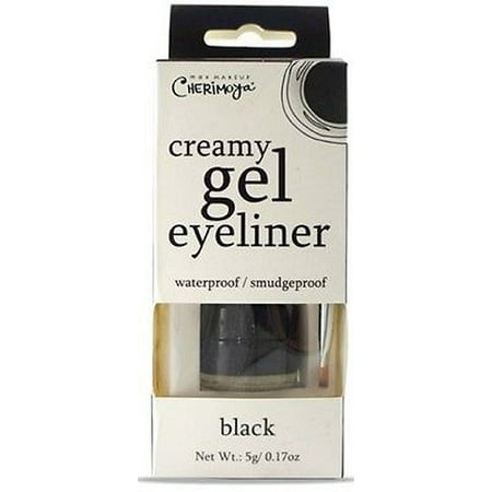 LWS LA Wholesale Store  CHERIMOYA CREAMY Gel Eyeliner & Brush Black Waterproof, Smudgeproof eye (Best Gel Eyeliner Brush For Thin Line)