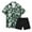 Green, variant on JLFKNG Fashion Men's 2Pcs Outfits Summer Short Sleeve T Shirts And Shorts Breathable Casual Floral Printed Hawaiian Style Comfy Summer Clothes