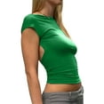 thumbnail image 3 of Sunloudy, blusas cortas para mujer, suéter de moda de Color sólido de manga corta para mujer, camiseta reversible en la parte delantera y trasera, rojo/azul Sunloudy  moda, 3 of 10