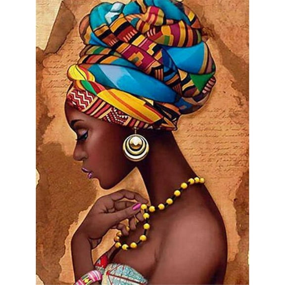 DIY 5D Diamond Painting Kit (For Adults) Diamond Painting "African Woman Portrait" - Full Diamond Crystal Rhinestone Embroidery Craft Kit, Can Be Used As Gift, Wall Decoration