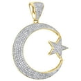 thumbnail image 2 of 10K Yellow Gold Diamond Islamic Crescent Moon & Star Pendant 1.55" Charm 3/4 CT., 2 of 6