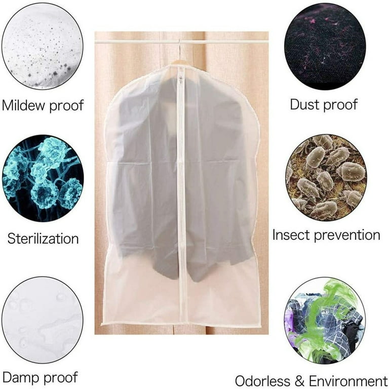 AOODA 40 Clear Garment Bags for Hanging Clothes Transparent Suit Bags for  Closet Storage Coat Cover Protector For Coat, Sweater, Jacket, 4 Packs :  : Home & Kitchen