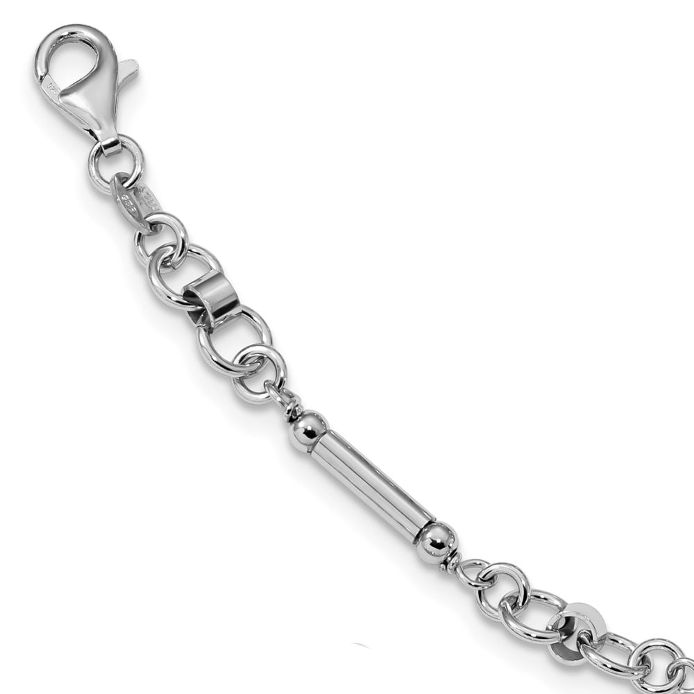 AA Jewels 925 Sterling Silver Unique Link .75in Extension Bracelet with Secure Lobster Lock